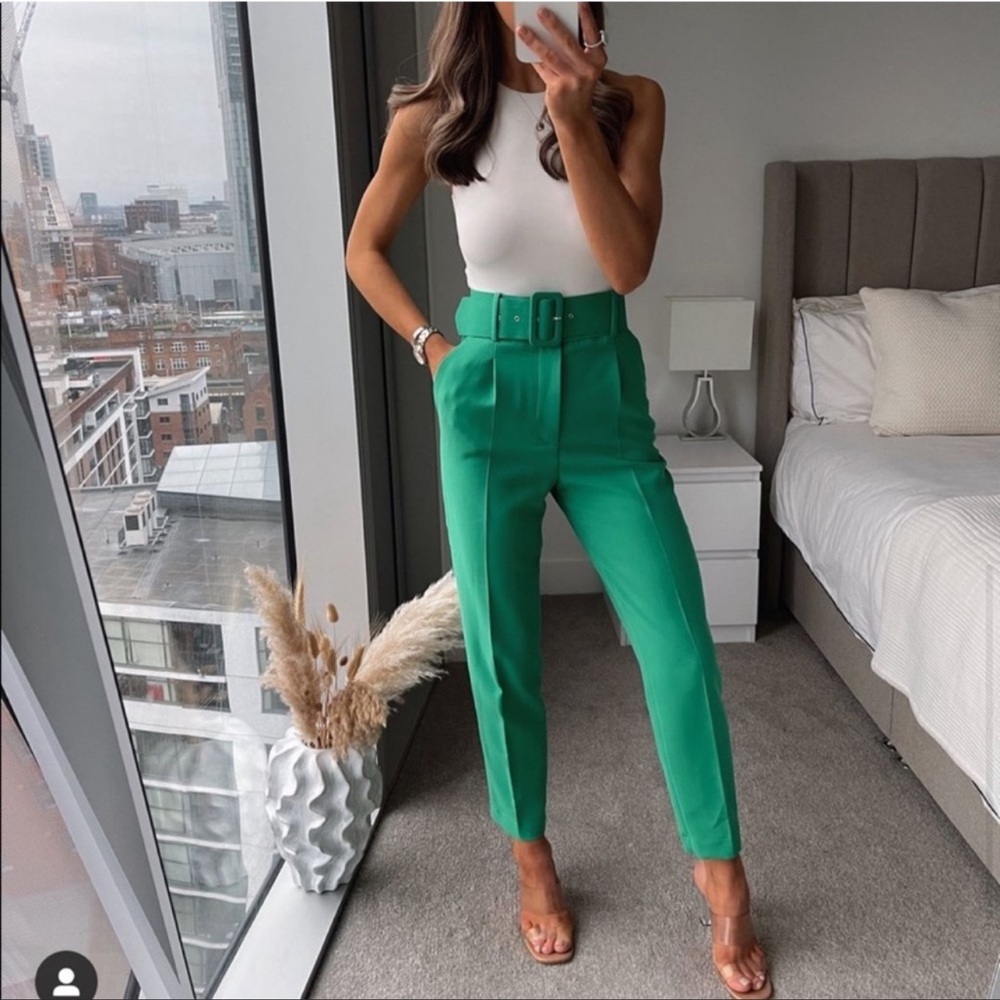 ZARA High Waisted Belted Pants